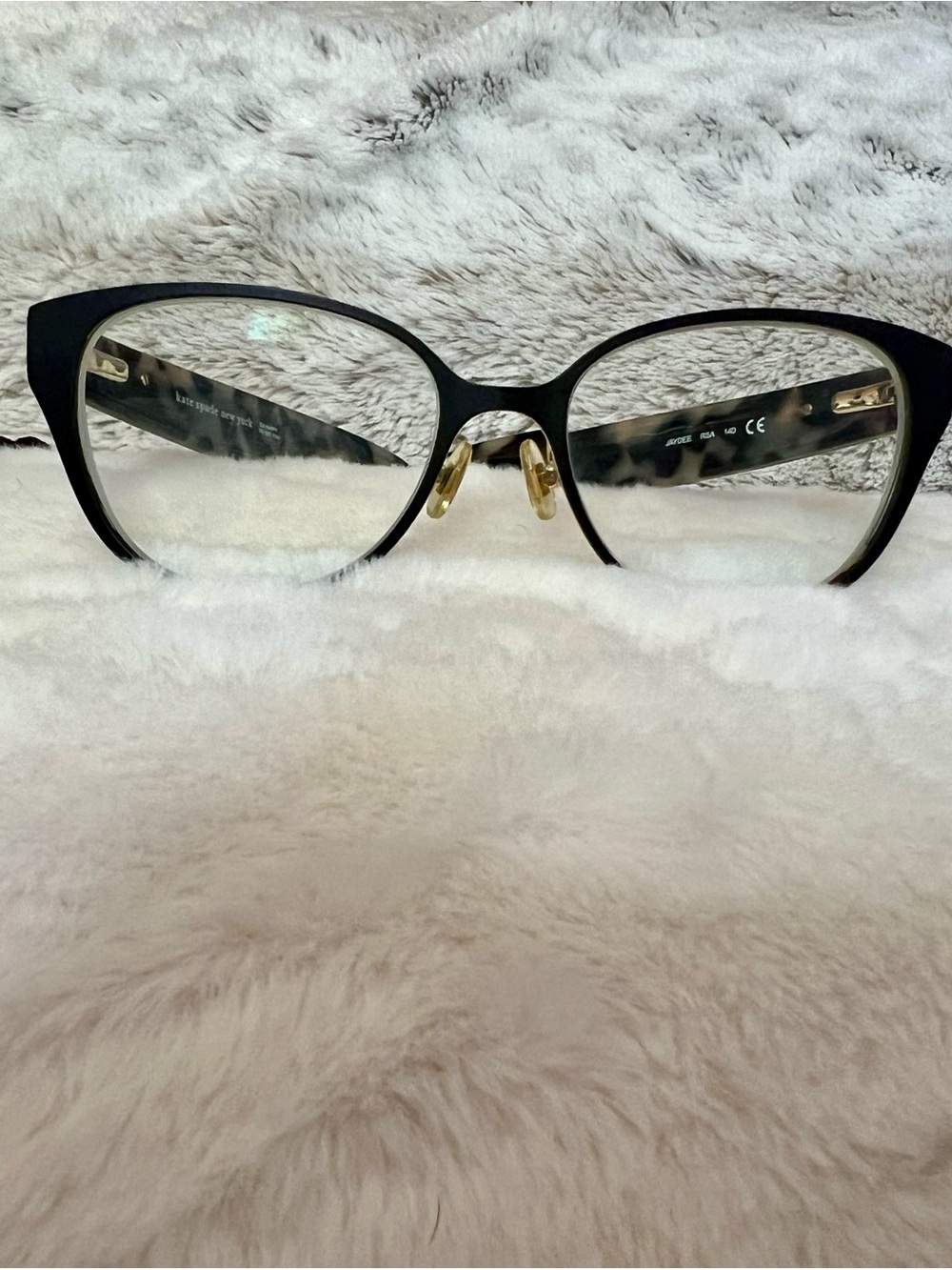 kate spade Black Cat-Eye Glasses with Tortoiseshell Temples